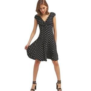 EUC Ralph Lauren Polka Dot V-neck faux wrap Midi Dress 12